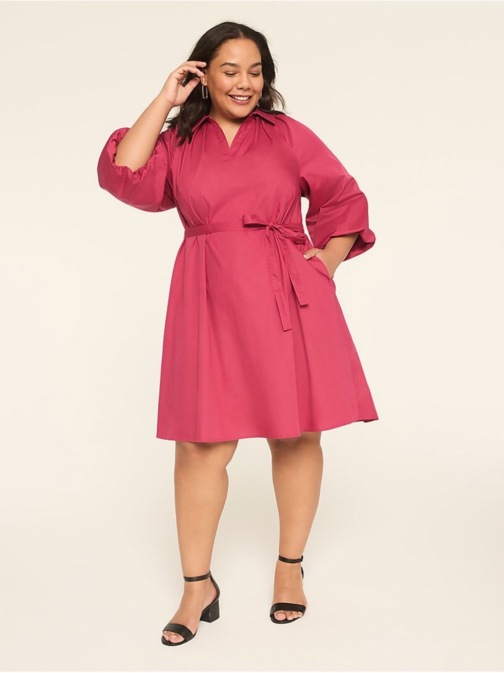 Lane Bryant Pink Belted Shirt Dress – Women’s Size 14